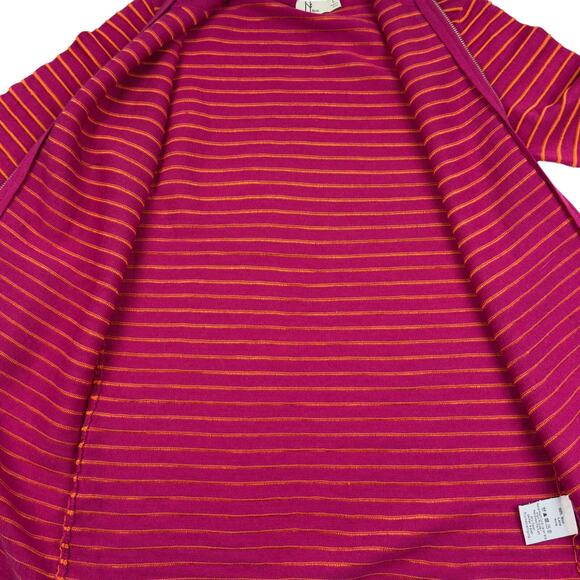 Neve 100% Wool Striped Mock Neck Soft Comfy Full Zipper Front Cardigan Women's L - Picture 3 of 7